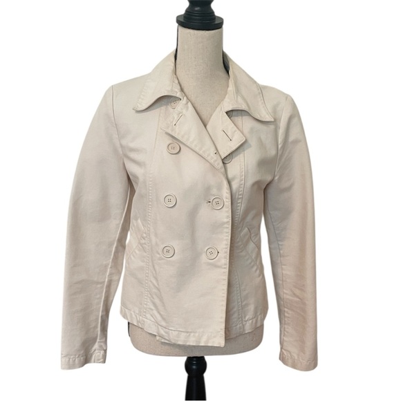 GAP Jackets & Blazers - GAP Cream Double-Breasted Peacoat Jacket Size Small Layering Versatile EUC